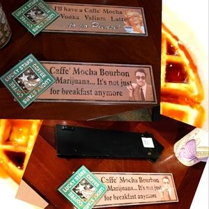 🗺️ Lucky Stars Coffee Co. 2 Wooden Humourous Signs, Retro Distressed Look, EUC